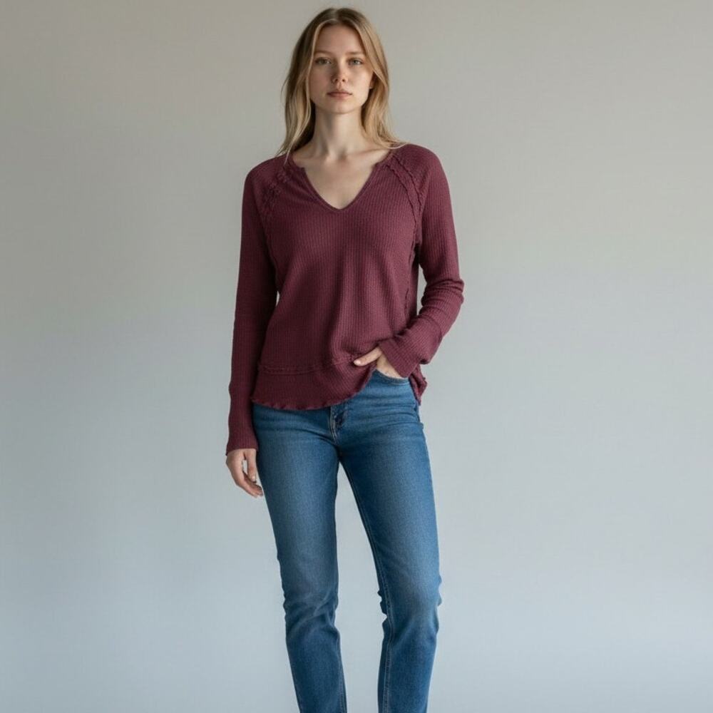 Free People We The Free Catalina Thermal Tunic Top in Mauve Size M